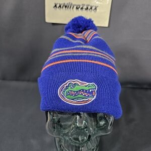 Florida Gators Knit Beanie Hat Blue Orange Pom Winter Cap NCAA Football Stripes